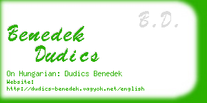 benedek dudics business card